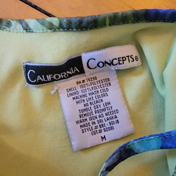 Vintage Y2k Green Tropical Mesh Dress 2000s Millenium Medium - Picture 7 of 7